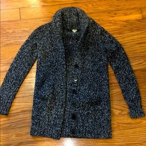 J. Crew wool sweater with buttons in black & white